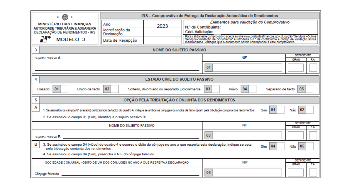IRS – DECLARAÇÃO MODELO 3